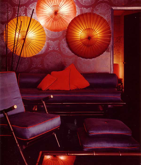 Chinese inspired interior design with brilliant color and bold imagery. Shibata interior design by Carolyn Robbins