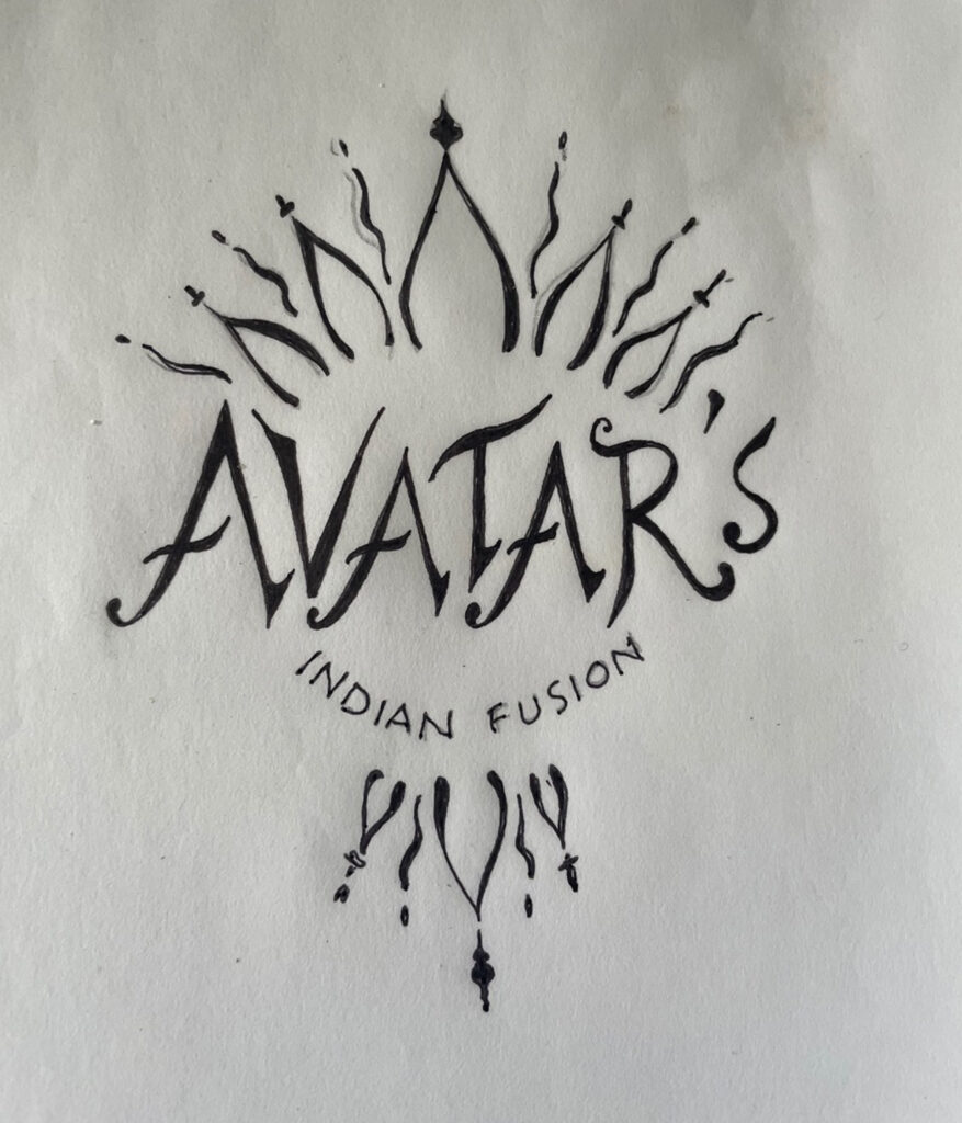 Indian decor using festive feel with hand stenciling in bright color - Avatar’s interiors designed by Carolyn Robbins