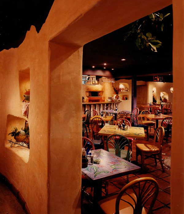 Trattoria restaurant with old world plaster applications - Tuttis II interior design by Carolyn Robbins