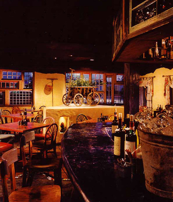 Trattoria restaurant with old world plaster applications - Tuttis II interior design by Carolyn Robbins