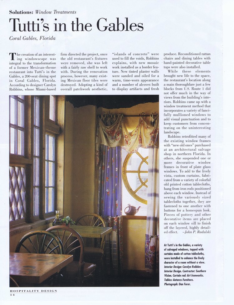 Trattoria restaurant with old world plaster applications - Tuttis II interior design by Carolyn Robbins