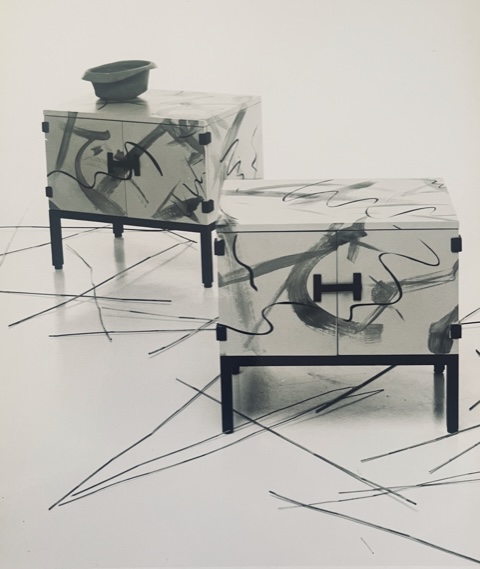 Sprayed and handprinted lacquered cabinets ‘86 by carolyn robbins - Antares Miami