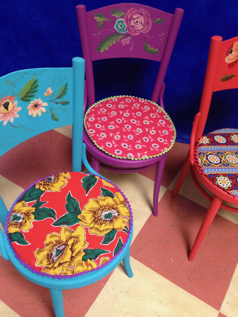 Detail of Mexican painted chairs by Carolyn Robbins