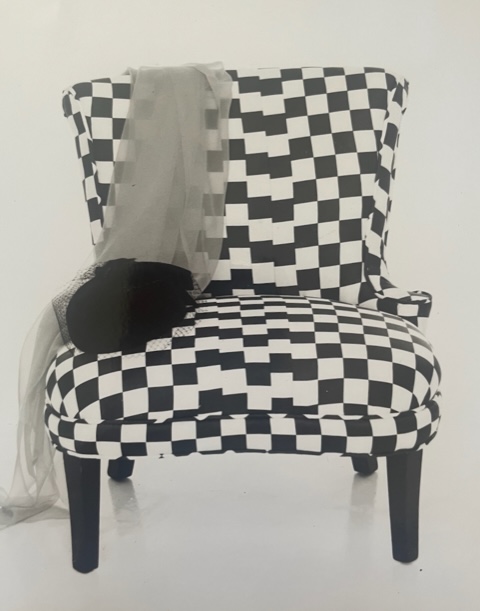 Hand-sewn pieced checked fabric chair ‘89 by carolyn robbins - Antares Miami